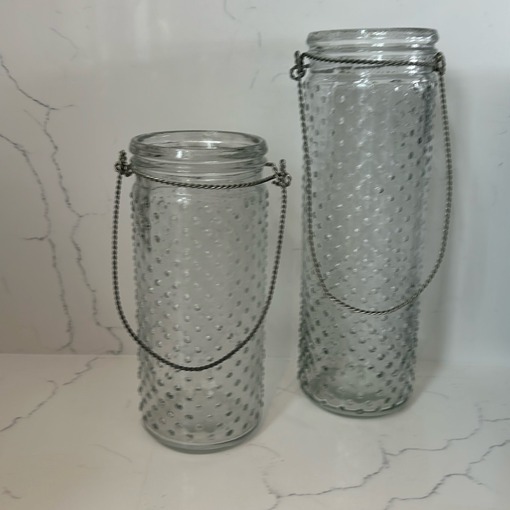 Hobnail glass canisters/vases (2)